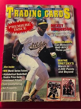 Rickey Henderson Trading Cards Premier Issue Magazine June 1991 Vintage